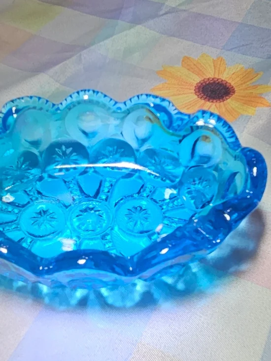 L.E. Smith Colonial Blue Moon & Stars Trinket Dish / Ashtray - Picture 2 of 6